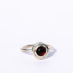 sterling silver ring with garnet gemstone