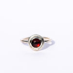 sterling silver ring with garnet gemstone