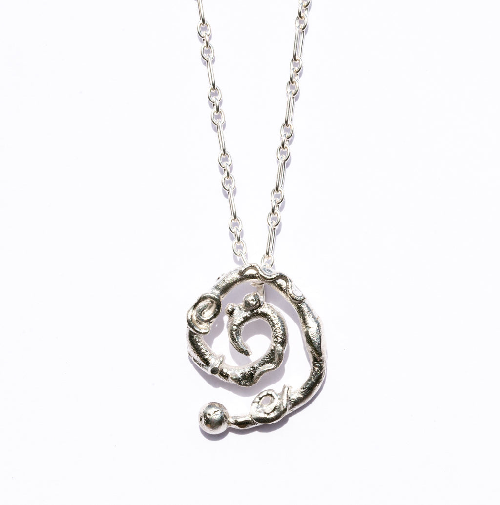 spiral pendant on silver chain