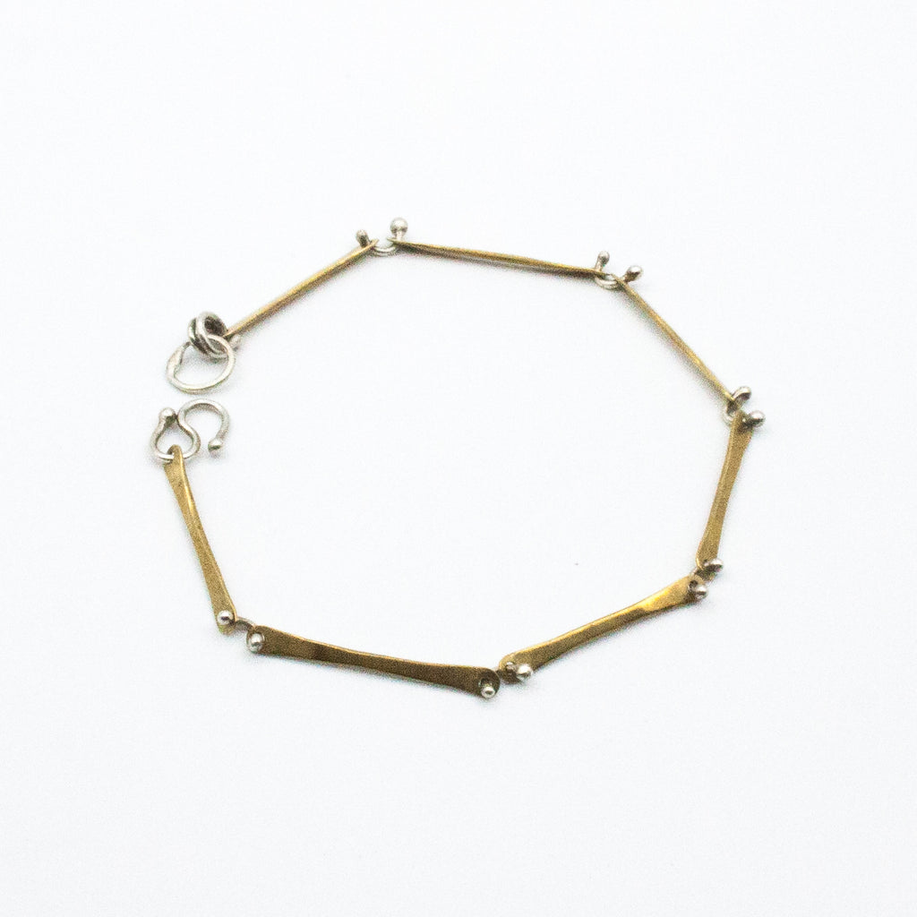 minimalist thing brass and silver bracelet