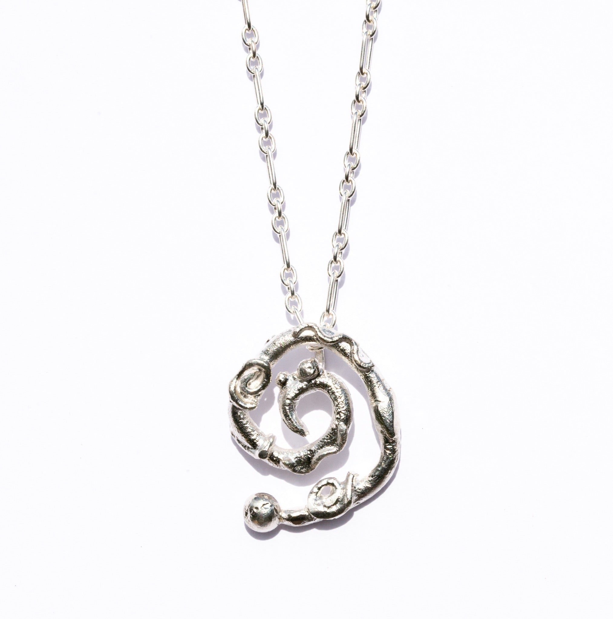 spiral pendant on silver chain