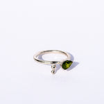 sterling silver ring with peridot drop gemstone 
