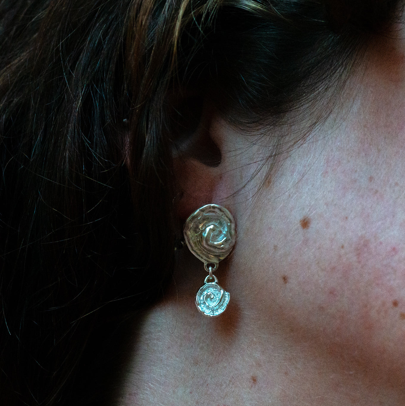 spiral asymmetrical earrings