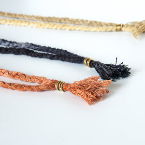 Silk braid necklace clasp close up